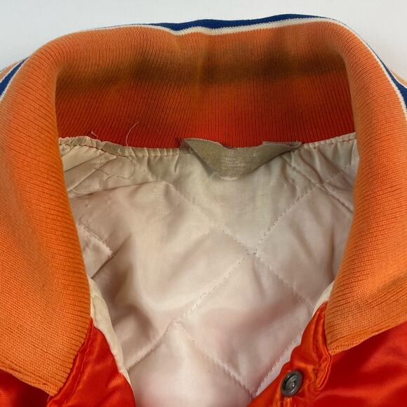 Vintage Warren Michigan Local 909 UAW Union Satin Orange Bomber Work Jacket - Picture 5 of 8